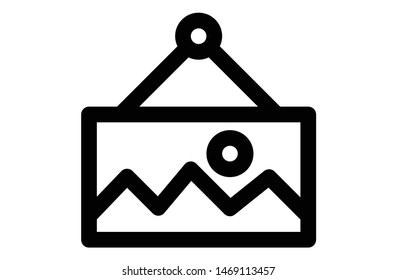 Black outline gallery frame icons. Symbol, logo illustration. Pixel perfect. modern design, vector, art 