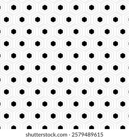 black outline geometric hexagons seamless pattern texture for design