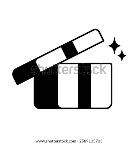black outline gift box icon
