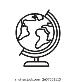 Black outline of a globe on a stand earth world