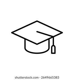 Black Outline Graduation Hat Icon Symbolizing Education and Achievement