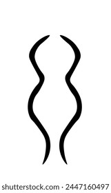 elemento gráfico de contorno negro sobre una forma de fondo blanco,