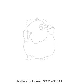 Black outline guinea pig on white background. Graphic drawing. Vector illustration.