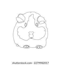 Black outline guinea pig on white background. Graphic drawing. Vector illustration.