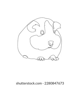 Black outline guinea pig on white background. Graphic drawing. Vector illustration.