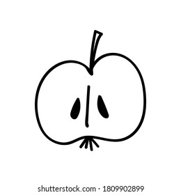 Black outline of half an Apple on a white background.