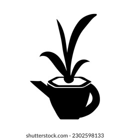 Dibujo de una planta decorativa de Sansevieria en un hervidor aislado en un fondo blanco