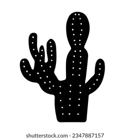 Black outline hand drawing vector illustration of a decorative cactus Prickly pear plant isolated on a white background