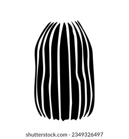 Black outline hand drawing vector illustration of a decorative cactus Prickly pear plant isolated on a white background