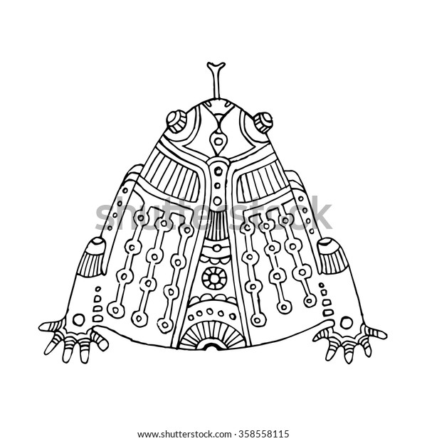 Black Outline Hand Drawn Aztec Frog Stock Vector (Royalty Free ...