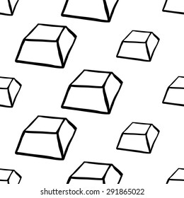 Black outline hand drawn vector pyramid seamless pattern. Cute doodle modern school education geometric isolated elements