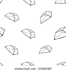 Black outline hand drawn vector frustum seamless pattern. Cute doodle modern school education geometric isolated elements