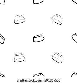 Black outline hand drawn vector frustum and truncated seamless pattern. Cute doodle modern school education geometric isolated elements