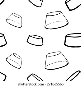 Black outline hand drawn vector frustum and truncated seamless pattern. Cute doodle modern school education geometric isolated elements
