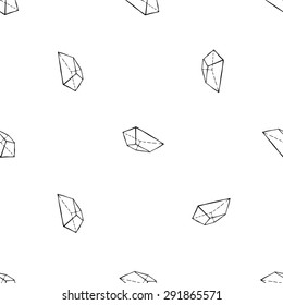 Black outline hand drawn vector frustum seamless pattern. Cute doodle modern school education geometric isolated elements