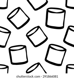 Black outline hand drawn vector barrel seamless pattern. Cute doodle modern school education geometric isolated elements