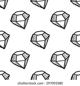Black outline hand drawn vector diamond seamless pattern. Cute doodle modern isolated pop art elements