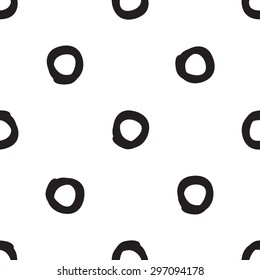 Black outline hand drawn vector dot seamless pattern. Cute doodle modern isolated pop art elements