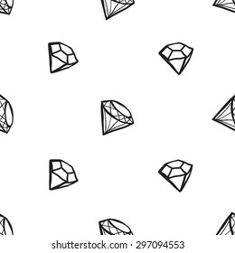 Black outline hand drawn vector diamond seamless pattern. Cute doodle modern isolated pop art elements