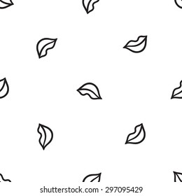 Black outline hand drawn vector lips seamless pattern. Cute doodle modern isolated pop art elements