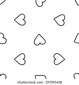 Black outline hand drawn vector love seamless pattern. Cute doodle modern isolated pop art elements