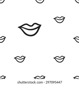 Black outline hand drawn vector lips seamless pattern. Cute doodle modern isolated pop art elements