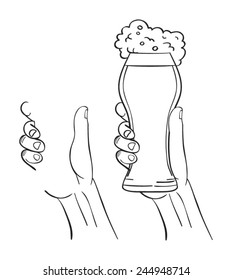 Black Outline Hand Painted Black Outline Is Holding A Glass Of Beer Is Near Black Outline Hand Without Beer