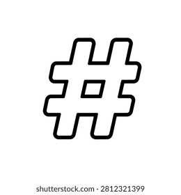 Black outline of a hash symbol on white background vector graphic