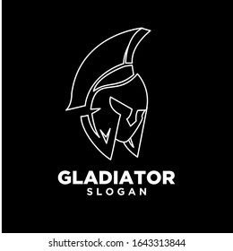black outline head gladiator spartan logo icon design