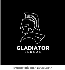 black outline head gladiator spartan logo icon design