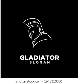 black outline head gladiator spartan logo icon design