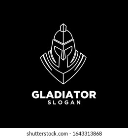 black outline head gladiator spartan logo icon design