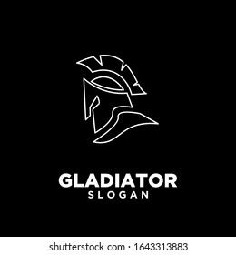 black outline head gladiator spartan logo icon design