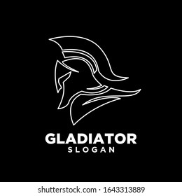 black outline head gladiator spartan logo icon design