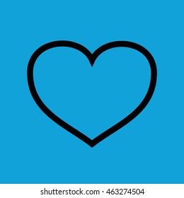 Black outline heart icon vector. Blue background