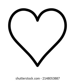 Black outline heart poker suit symbol
