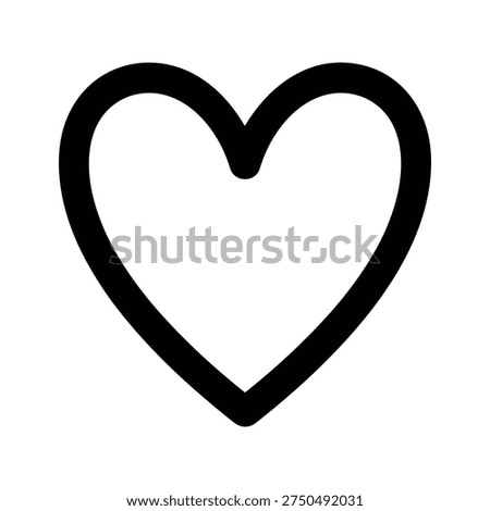 A black outline of a heart shape is centered on a plain white background. The outline is thick and solid, with smooth curves forming the iconic heart silhouette. The simplicity of the design emphasizes the universally recognized symbol.