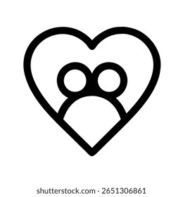 Black Outline Heart Shape Enclosing Two People Icons