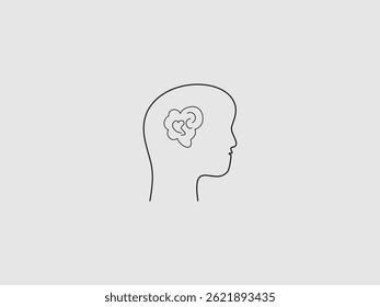 A black outline of a human head in profile
