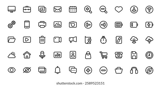 Black Outline Icon of Basic User Interface for Website and Mobile App.