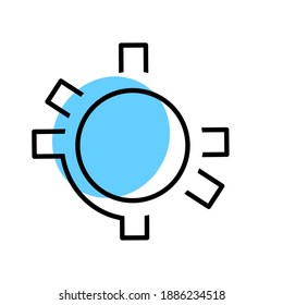 black outline icon, with blue circular color, vector flat icon