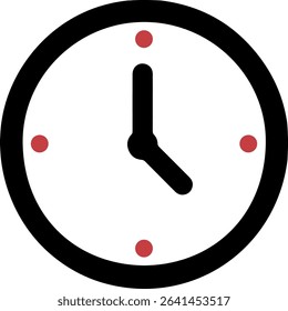 Black Outline Icon of a Classic Round Clock Showing Time