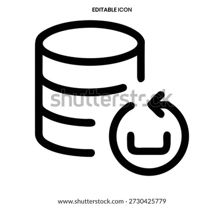 A black outline icon depicting a database cylinder and a refresh arrow.