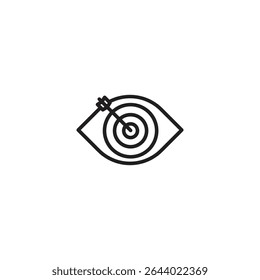 A black outline icon of an eye with a target inside and an arrow hitting the bullseye, possibly representing hypnosis.