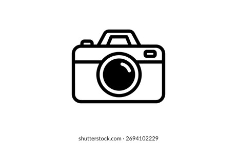 Icono de contorno negro de una Fotografía de fotos de cámara moderna