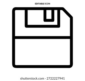 Un icono de contorno negro que representa un disquete clásico, que simboliza sistemas de almacenamiento digital obsoletos.