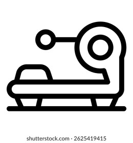 Black outline icon representing a leg press machine being used for leg exercises in the gym