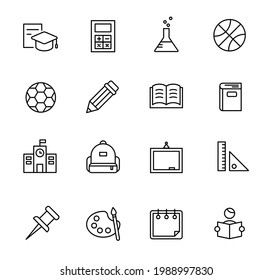 Black outline icon set. Education pictogram design. outline simple vector illustration.