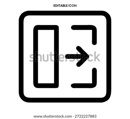 Black outline icon showing an exit or eject symbol, enclosed within a square frame.