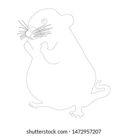 Black outline icon of standing rat on white background.